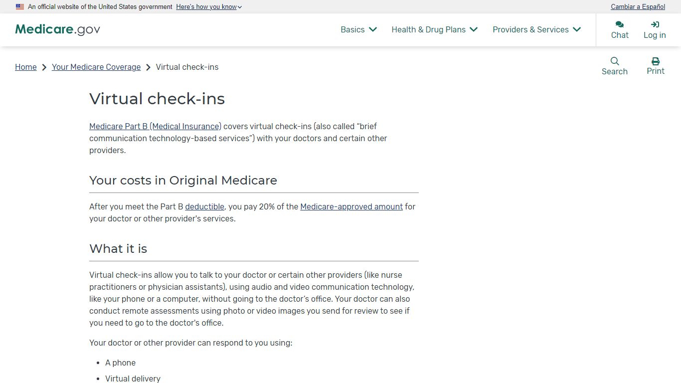 virtual check in coverage - Medicare