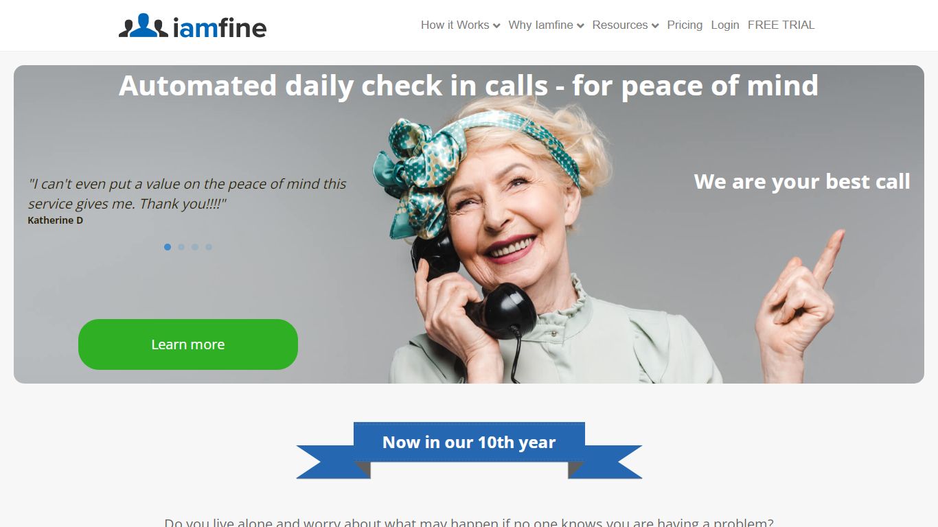 Iamfine - automated daily check-in phone calls